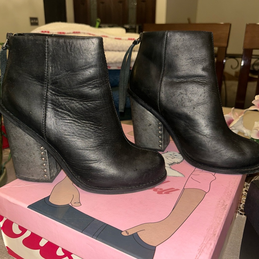 Jeffrey Campbell Black Leather Ankle Booties